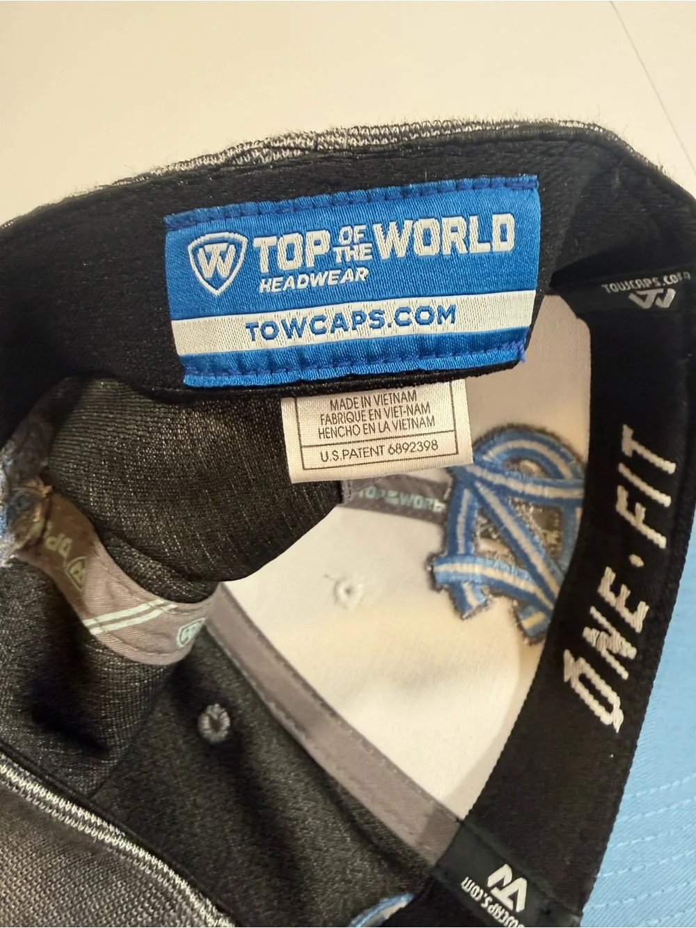 Top of the World North Carolina Tar Heels One Size Cap Hat Light Blue White Gray